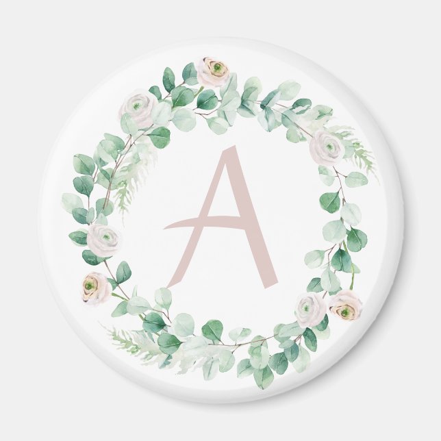 Vår krans med anpassadet brev magnet (Framsidan)