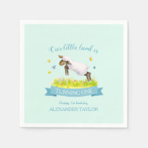 Vår lamb hoppar över söt 1:a födelsedag