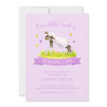 Vår lamb hoppar över söt lila 1:a födelsedag