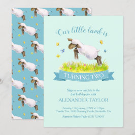 Vår lamm hoppar över söta 2-årsinbjudningar inbjudningar