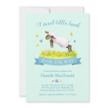 Vår lamm hoppar över söta babyduschinbjudningar