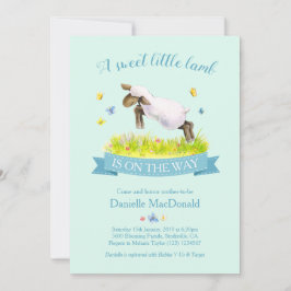 Vår lamm hoppar över söta babyduschinbjudningar inbjudningar