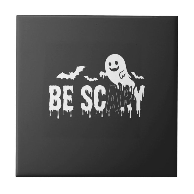 Var läskig Halloween Ghost Fladdermus Design_1 Kakelplatta (Framsidan)