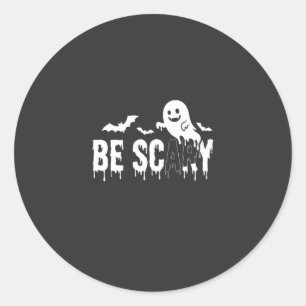 Var läskig Halloween Ghost Fladdermus Design_1 Runt Klistermärke