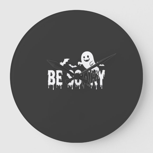 Var läskig Halloween Ghost Fladdermus Design_1 Stor Klocka (Framsida)