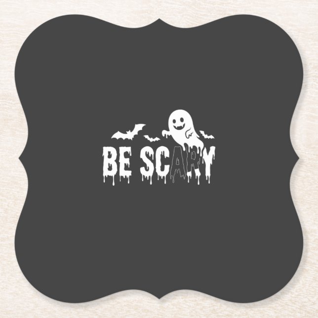 Var läskig Halloween Ghost Fladdermus Design_1 Underlägg Papper (Framsida)