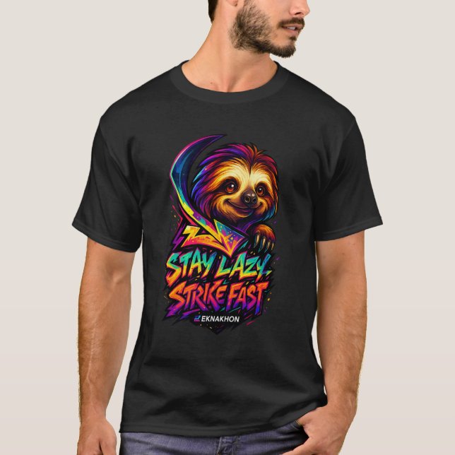 VAR LATA, SLÅ FORT – Blixt Sengu T-shirt med Glöd  (Framsida)