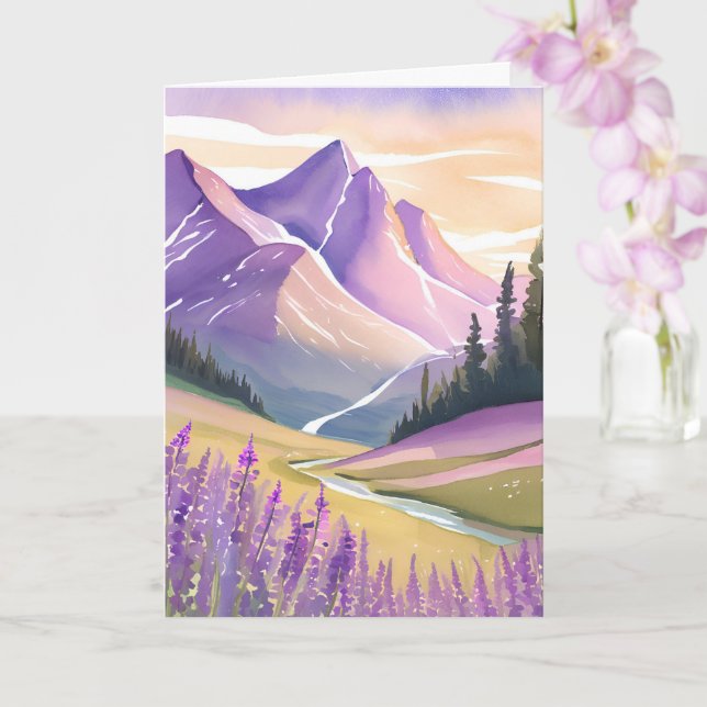 Vår Lavendel | Glacier National Park Akvarell Kort (Orkide)