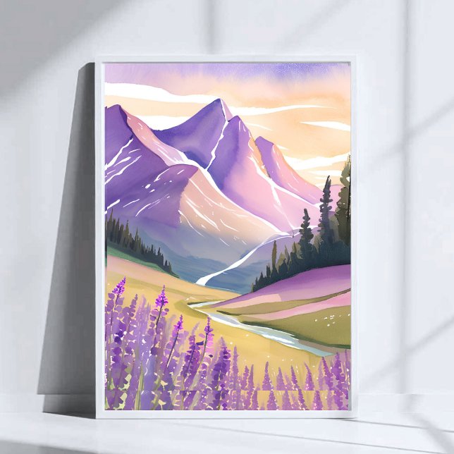 Vår Lavendel | Glacier National Park Akvarell Poster (Skapare uppladdad)