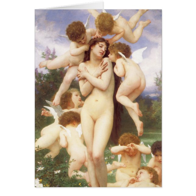 Vår (Le Printemps) återvändande av Bouguereau Hälsningskort (Framsidan)