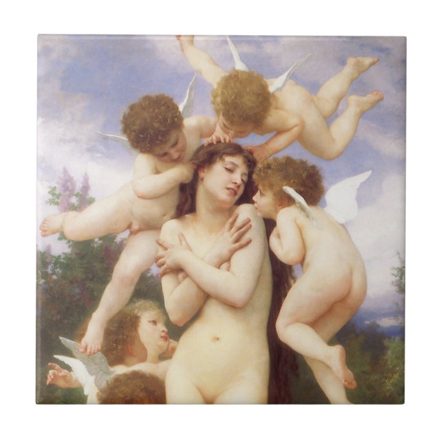 Vår (Le Printemps) återvändande av Bouguereau Kakelplatta (Framsidan)