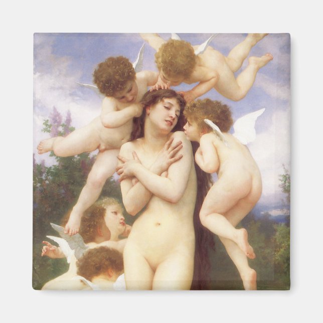 Vår (Le Printemps) återvändande av Bouguereau Magnet (Framsidan)