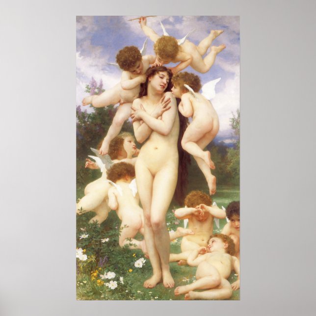 Vår (Le Printemps) återvändande av Bouguereau Poster (Framsidan)