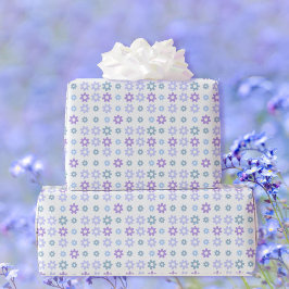 Vår Lila Blåa blommor Vita specialområde Presentpapper