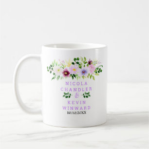 Vår Lila Blommor med Löv Bröllop Kaffemugg