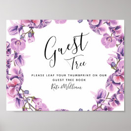 vår lila bröllop guestbook Träd SIGN Poster