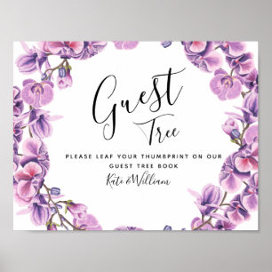 vår lila bröllop guestbook Träd SIGN Poster