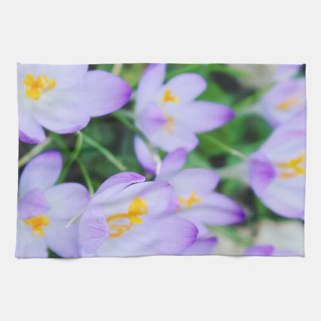 Vår Lila Crocus Blooms Kitchen Towels Kökshandduk (Horisontell)