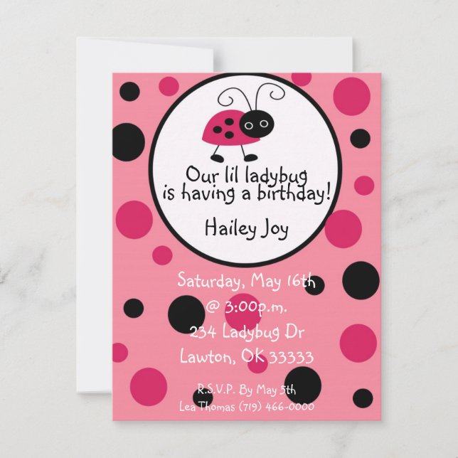 Vår lila ladybug... inbjudningar (Framsida)