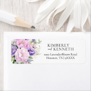 Vår Lila Lavender Rosa Blommigt Bröllop Returadress Etikett