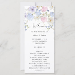 Vår lila och rosa vilda blommor bröllopsprogram