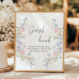 Vår Lila Rosa Wildblomma Guestbook-tecken Poster