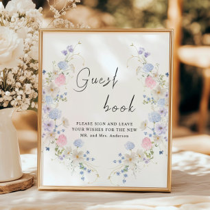 Vår Lila Rosa Wildblomma Guestbook-tecken Poster