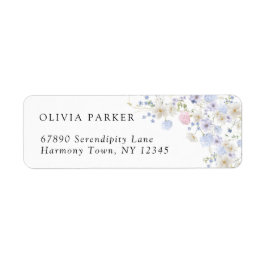 Vår Lila & Rosa Wildblommor Bröllop Returadress Etikett