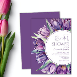 Vår lila tulips Vattenfärgad Möhippa Inbjudningar