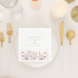 Vår Lilac Wildblommblommor Bröllop Pappersservett