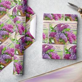 Vår Lilacs Add Birthday Namn Lavender & Rosa Presentpapper