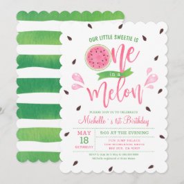 Vår lilla älskling är en i en melon baby födelseda inbjudningar