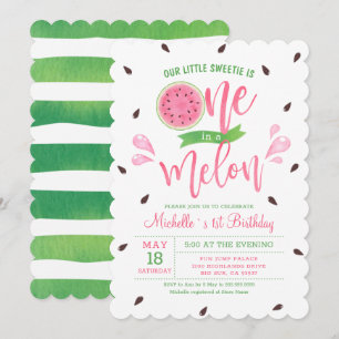Vår lilla älskling är en i en melon baby födelseda inbjudningar