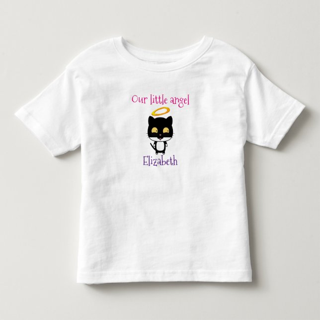 Vår lilla angel Black Cat-Personlig Tee (Framsida)