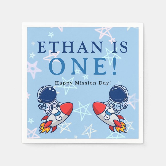 Vår lilla astronaut blir en! Space Party Napkin Pappersservett (Framsidan)