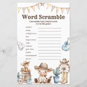 Vår lilla barnunge Shower Ord-scramble-lek
