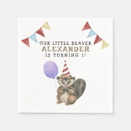 Vår lilla bävers 1-års födelsedagsfest pappersservett