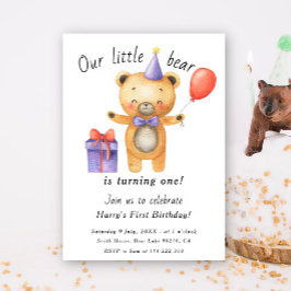 Vår lilla björn vänder en Barns födelsedag Inbjudningar