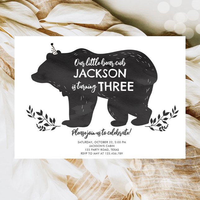 Vår lilla björnunge skogs pojkfödelsedag inbjudningar (Skapare uppladdad)