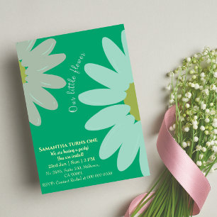 Vår lilla blomma fyller en blommigt på jad-födelse inbjudningar