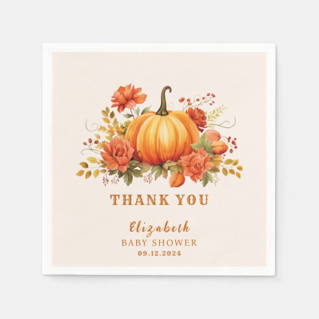 Vår lilla blommigt Fall Baby-duschtjänst. Pappersservett (Framsidan)