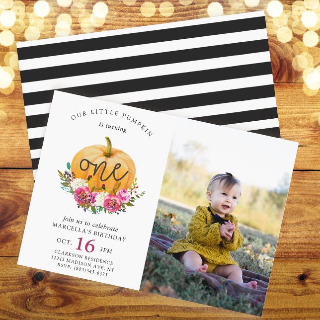 Vår lilla Blommigt för Pumpkin Fall Inbjudningar (Skapare uppladdad)