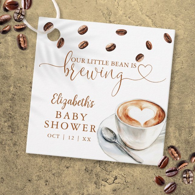 Vår lilla böna brygger kaffe Baby Shower Gåvor Etiketter (Our Little Bean Is Brewing Coffee Baby Shower Favor Tags)