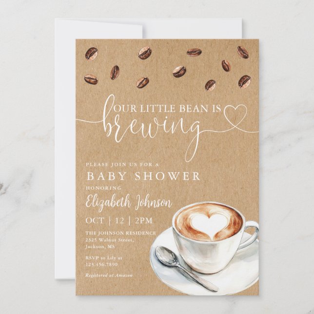 Vår lilla böna brygger kaffe Baby Shower Inbjudningar (Framsida)