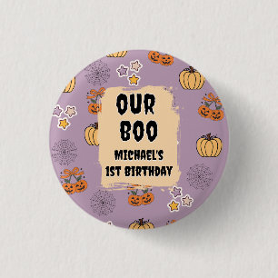 Vår lilla boo 1:a födelsedag Halloween Tack Knapp