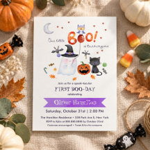 Vår lilla Boo 1-års födelsedags Halloween-inbjudan