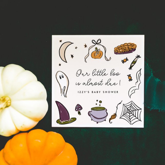Vår lilla boo är nästan klar med halloween Baby Sh Pappersservett (Our Little Boo is Almost Due Halloween Baby Shower Personalized Napkins)