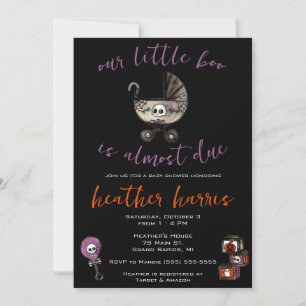 Vår lilla boo är snart klar! Goth Baby Shower Inbjudningar