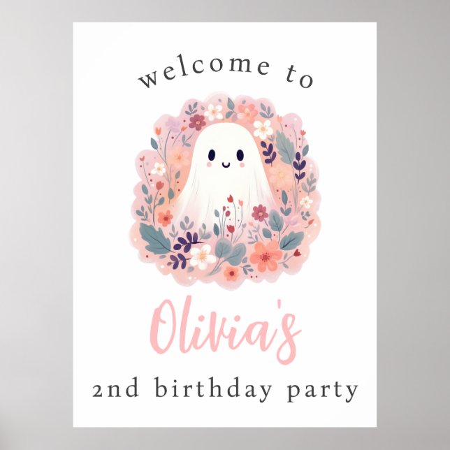 Vår lilla boo blir 2 välkommen Party Poster (Framsidan)