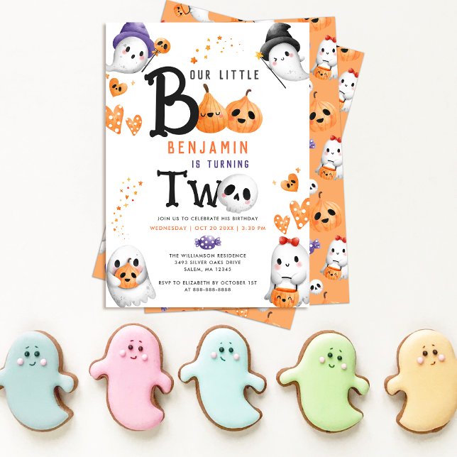 Vår lilla Boo Cute Spöken Halloween 2:a födelsedag Inbjudningar (Skapare uppladdad)